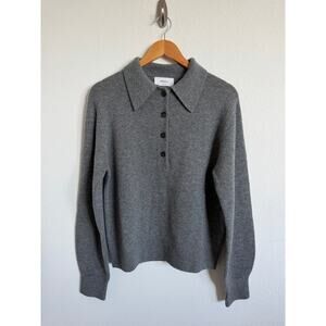 Soldout.NYC The Cashmere Polo Grey Womens Size Medium NWT Collared Sweater
